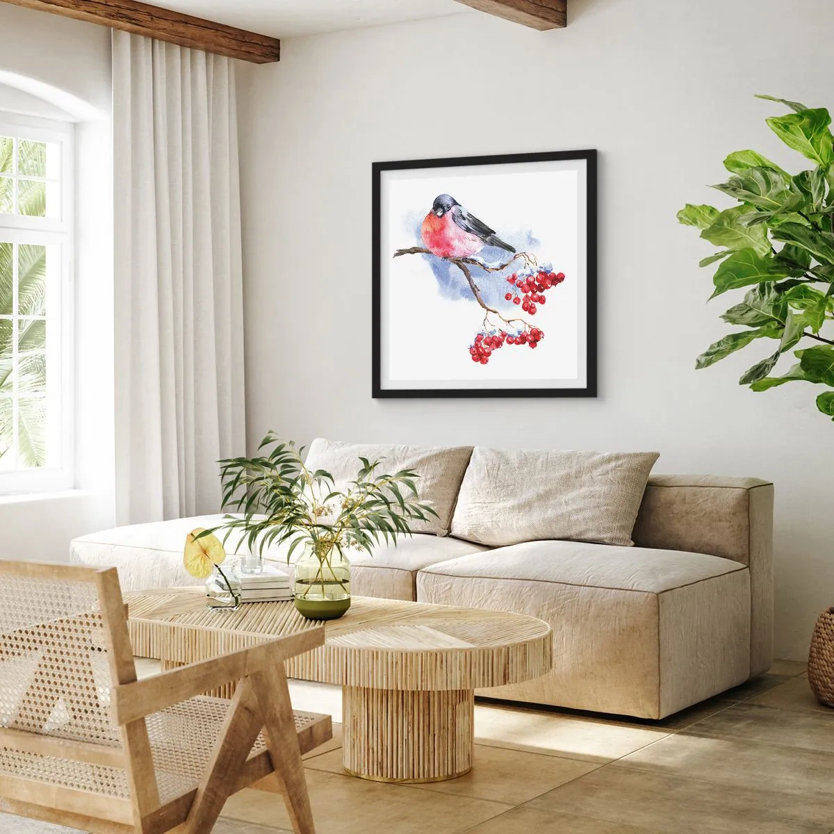 Plakat i sort ramme - Vinter i farver - 30x30 cm