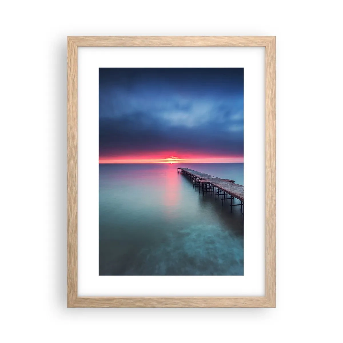 Plakat i ramme af lyst egetræ - Mellem himmel og jord - 30x40 cm