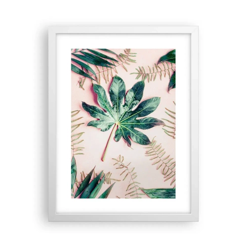 Plakat i hvid ramme - En undersøgelse af grønt på en lyserød baggrund - 30x40 cm