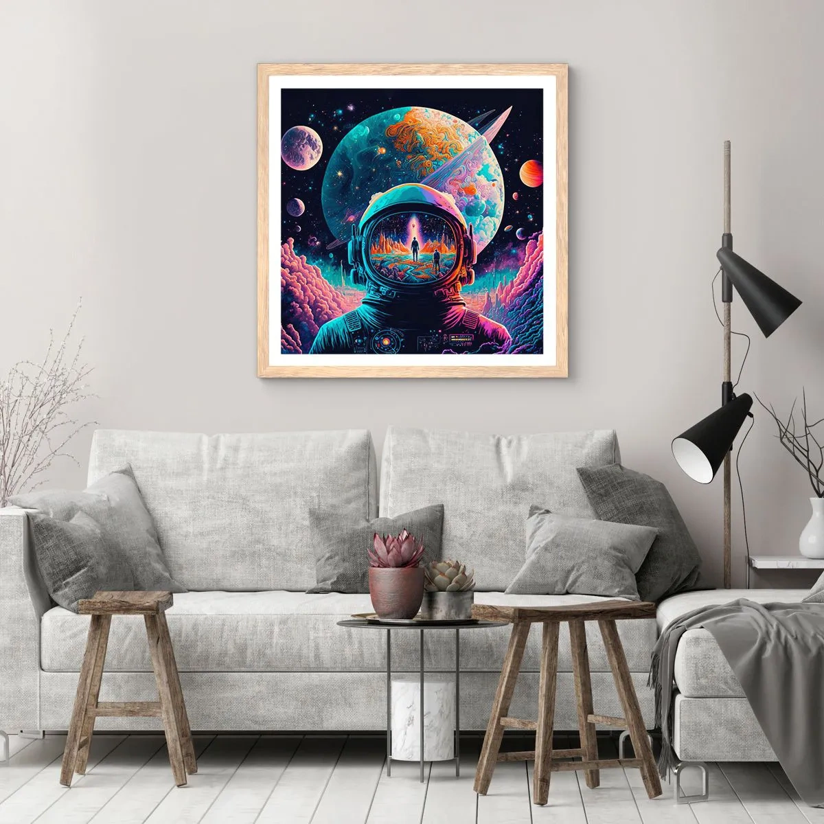 Plakat i ramme af lyst egetræ - Filosoffer har aldrig drømt - 50x50 cm