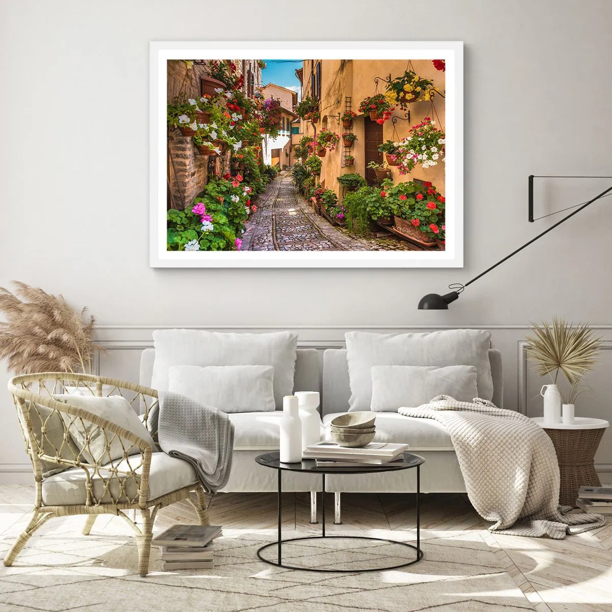 Plakat i hvid ramme - Italiensk gyde - 70x50 cm