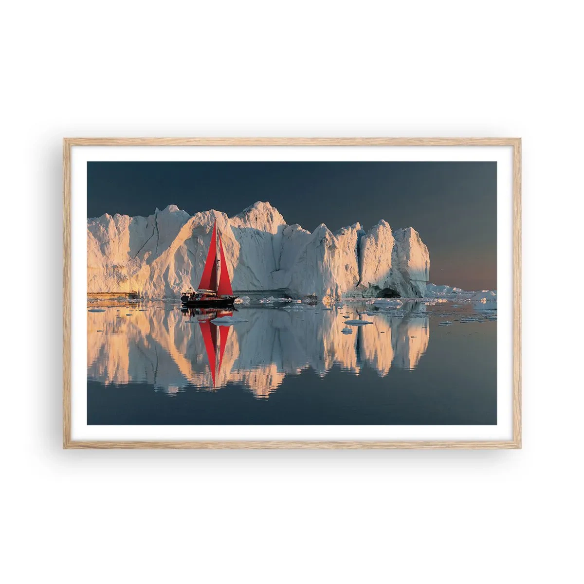 Plakat i ramme af lyst egetræ - På kanten af verden - 91x61 cm