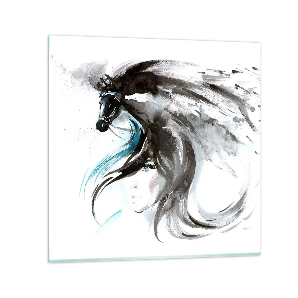 Billede på glas - Den sorte prins' galop - 30x30 cm