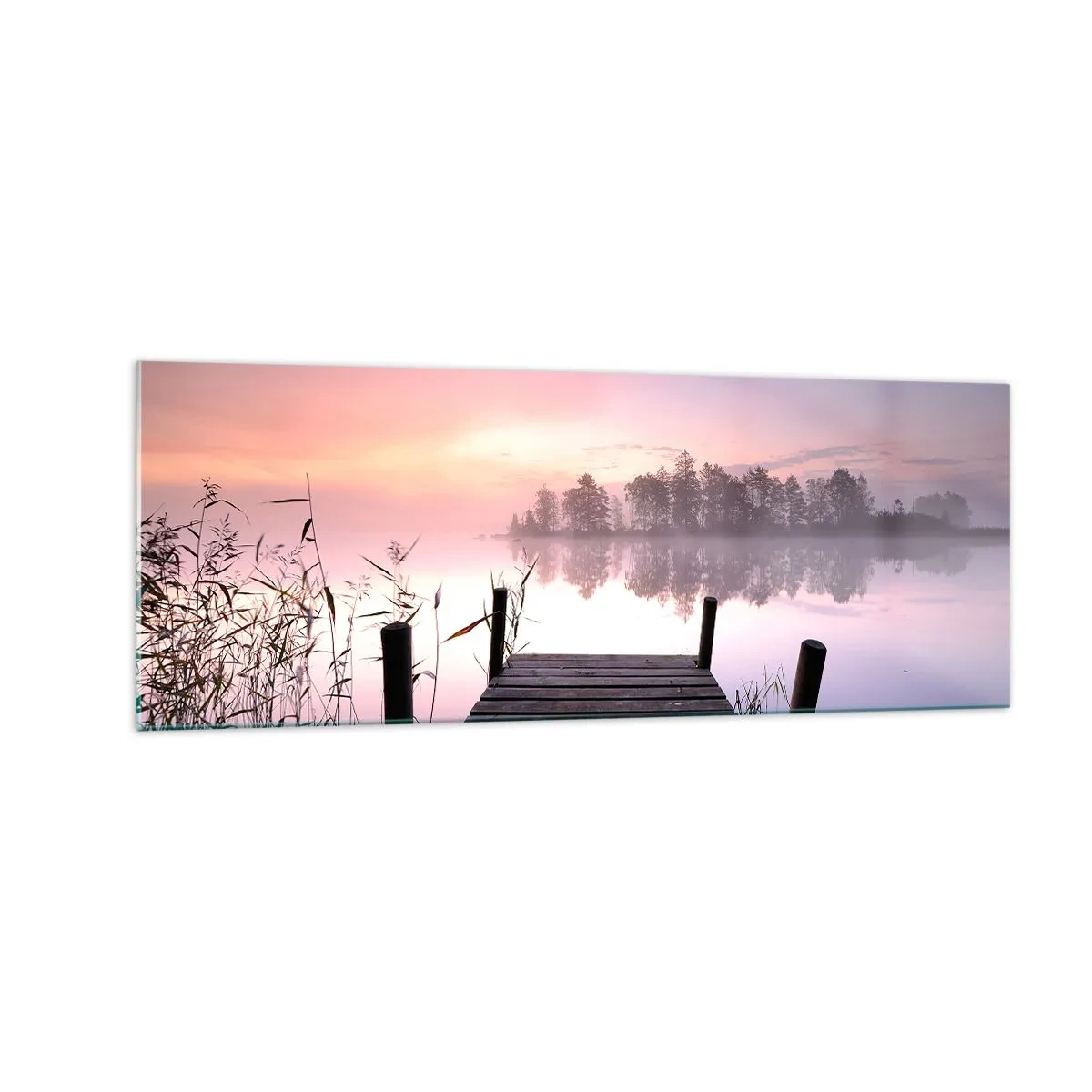 Billede på glas - Ud af den lilla tåge... - 140x50 cm