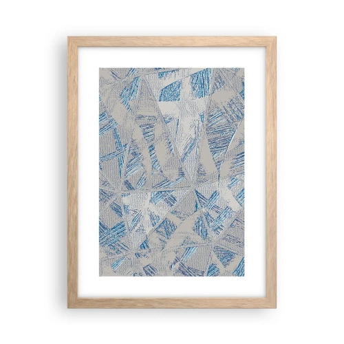 Plakat i ramme af lyst egetræ - I en gråblå labyrint - 30x40 cm