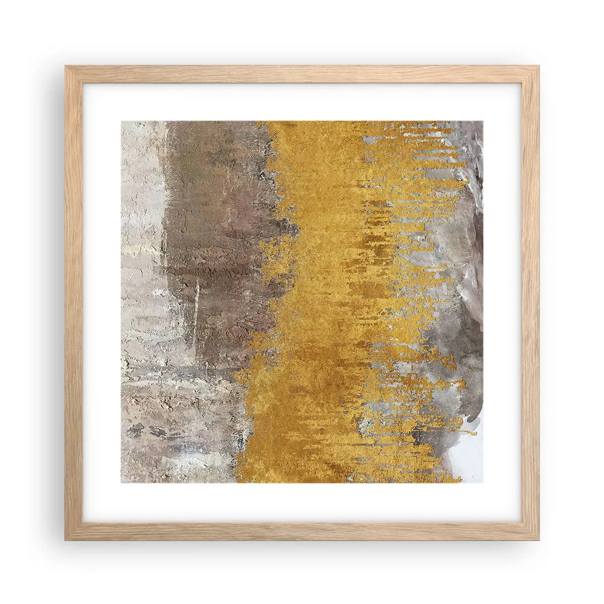 Plakat i ramme af lyst egetræ - En gylden eksplosion - 40x40 cm