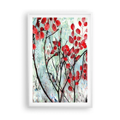 Plakat i hvid ramme - Træ i skarlagenrødt - 61x91 cm