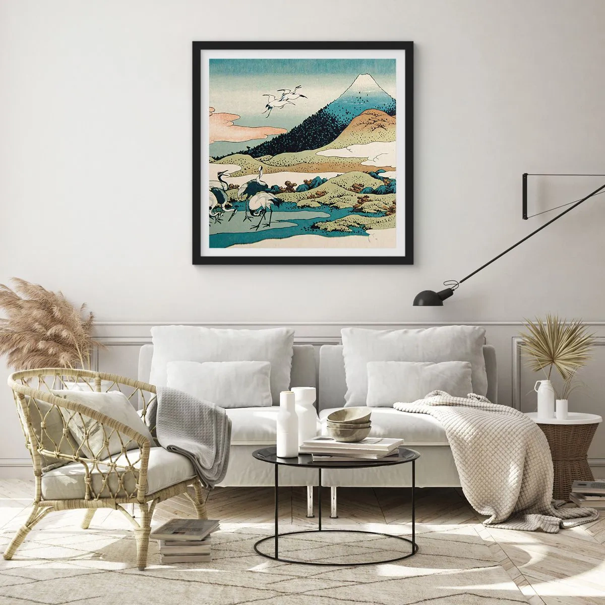 Plakat i sort ramme - I japansk ånd - 50x50 cm
