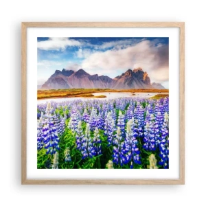 Plakat i ramme af lyst egetræ - Styrke og strenghed ved siden af blidhed - 50x50 cm