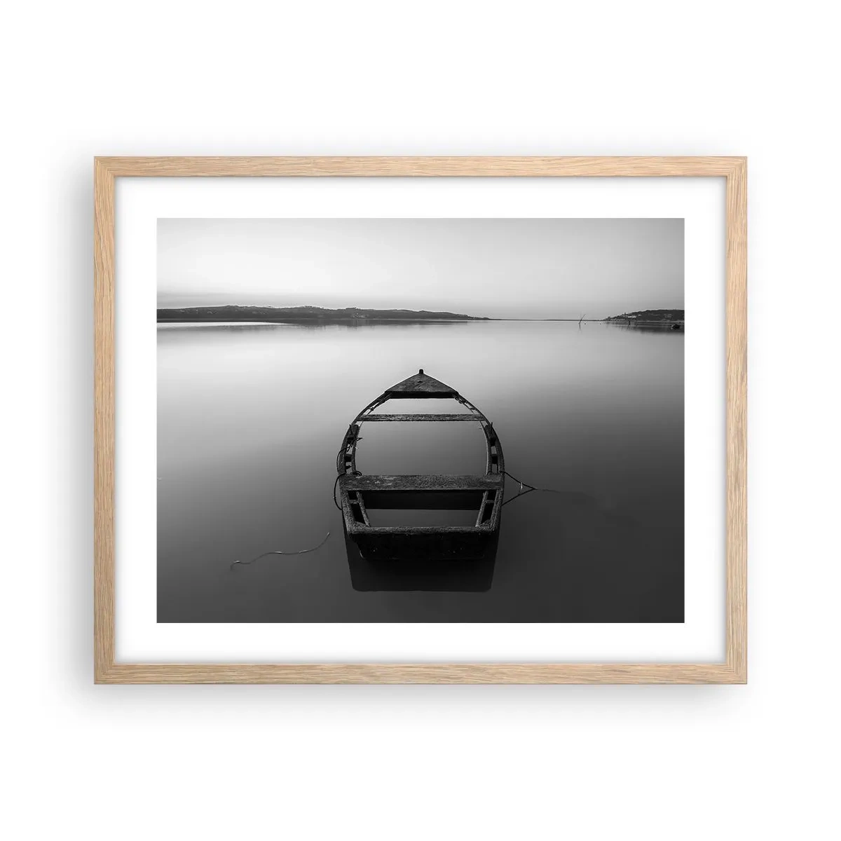 Plakat i ramme af lyst egetræ - Længsel og melankoli - 50x40 cm