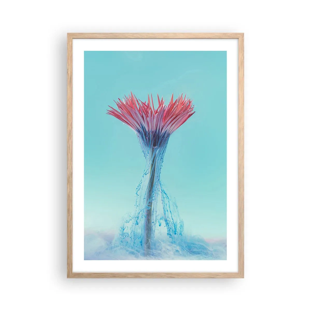 Plakat i ramme af lyst egetræ - I en nærende omfavnelse - 50x70 cm