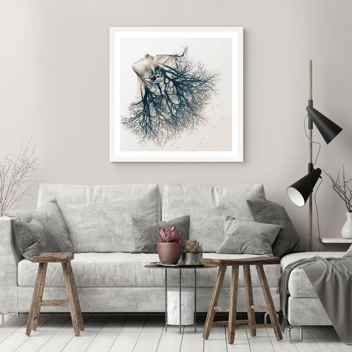 Plakat i hvid ramme - Lyttede til træets hvisken - 30x30 cm