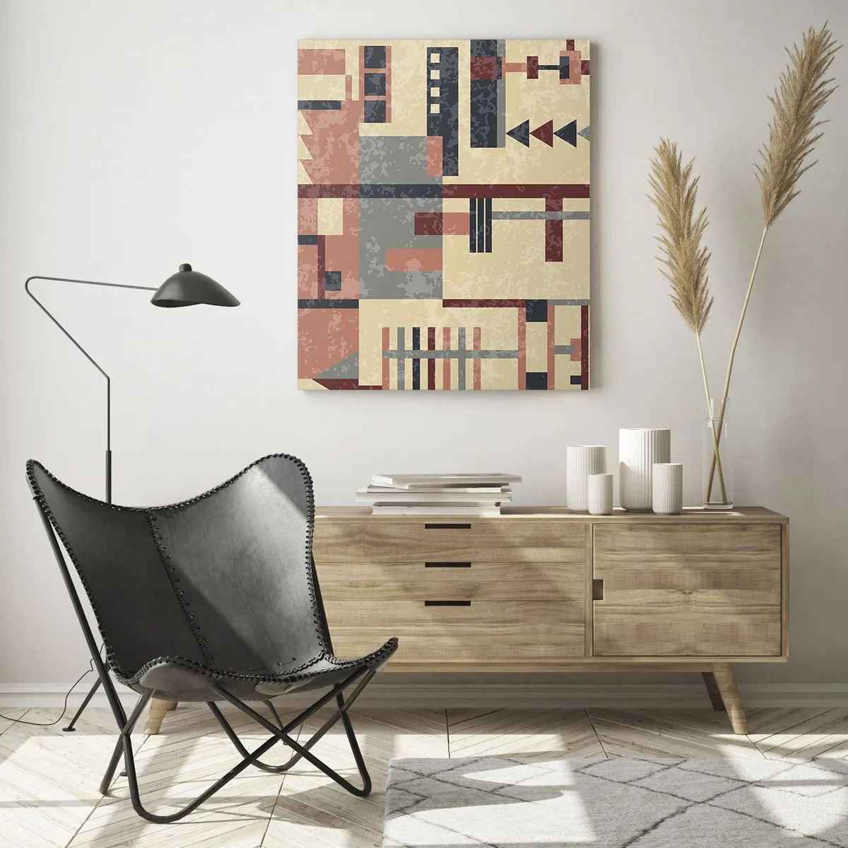 Billede på glas - Kombination af vertikaler og niveauer - 50x70 cm