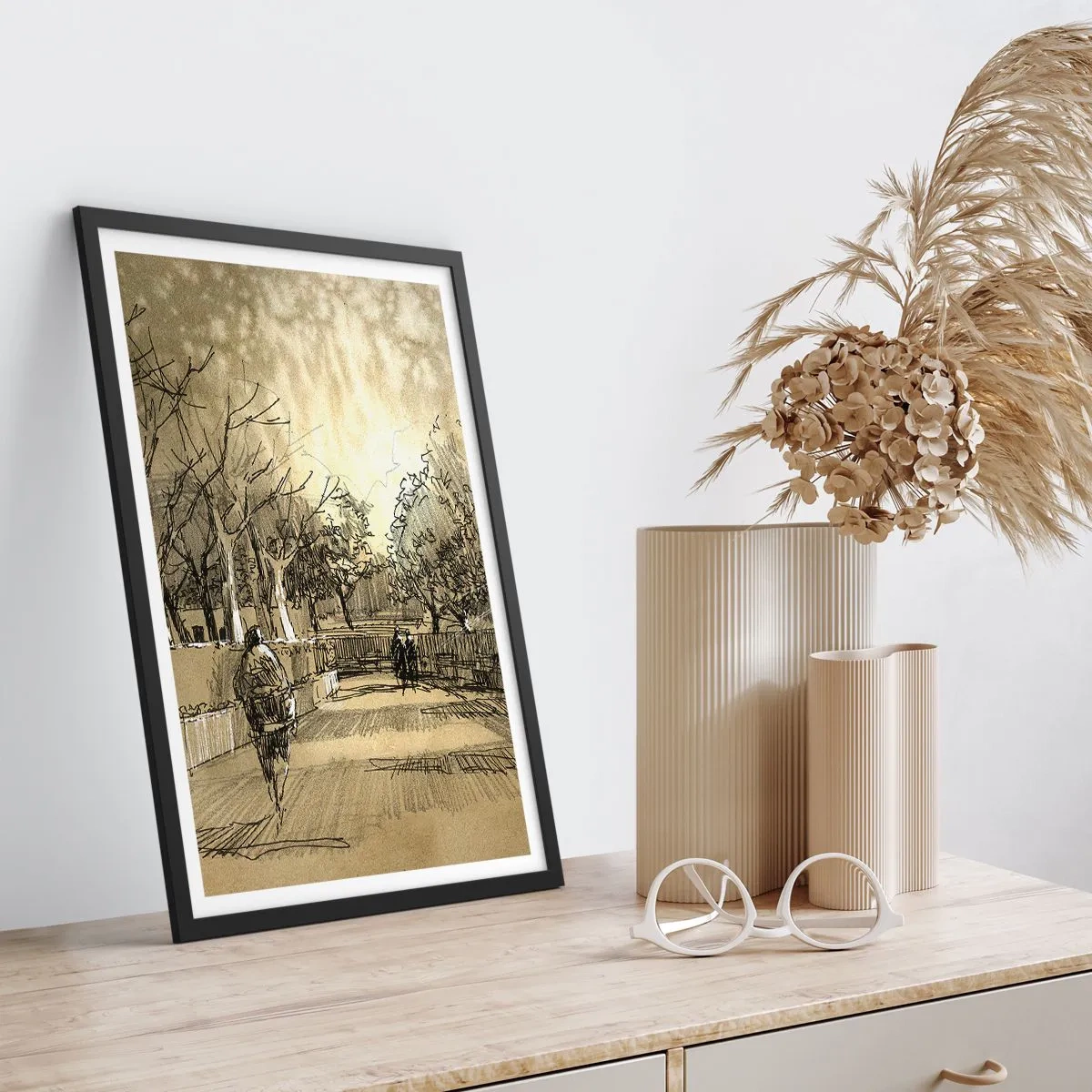 Plakat i sort ramme - Et øjeblik med fjer - 40x50 cm