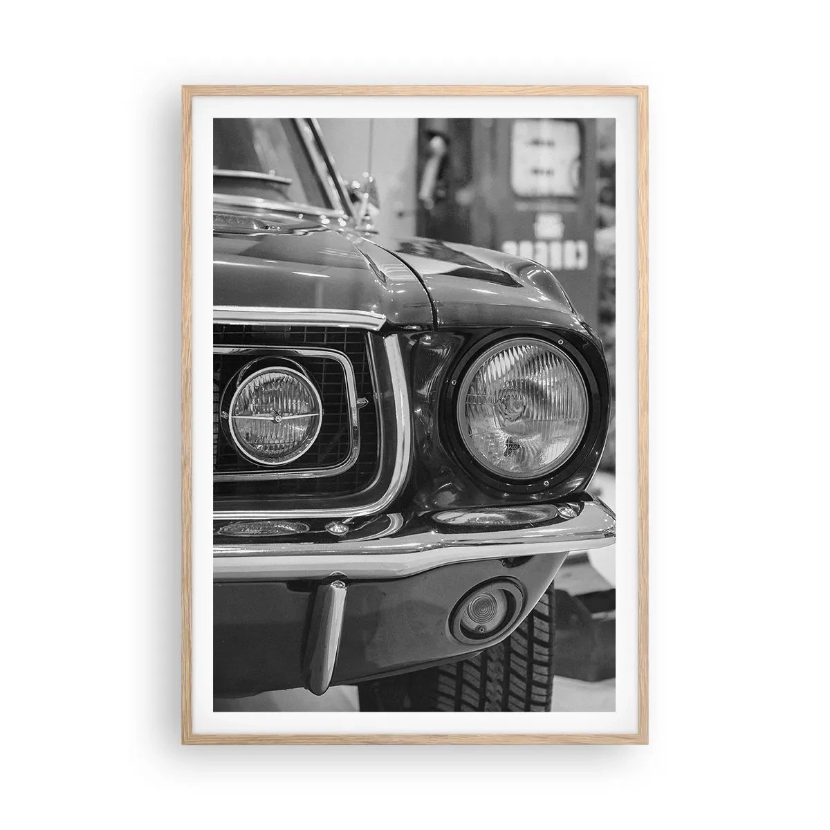 Plakat i ramme af lyst egetræ - Hård kørsel - 70x100 cm