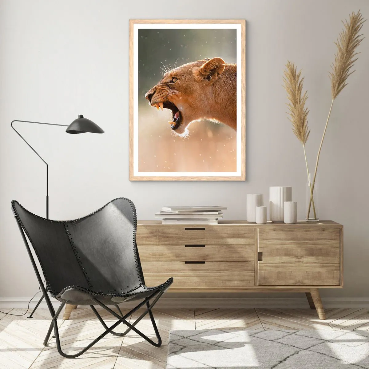 Plakat i ramme af lyst egetræ - Prøv ikke at lytte - 70x100 cm