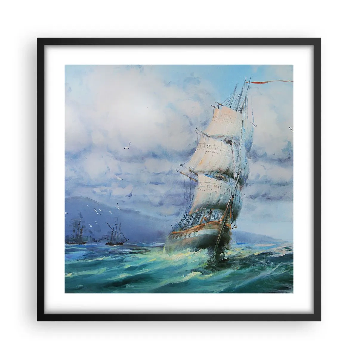 Plakat i sort ramme - God vind - 50x50 cm