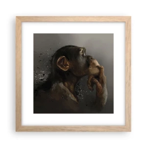 Plakat i ramme af lyst egetræ - Helt sikkert en tænker - 30x30 cm