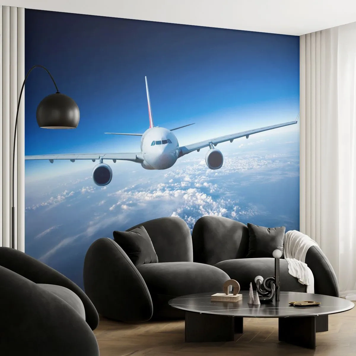 Fototapet Selvklæbende Deluxe Sticker - Jeg går, fordi jeg vil - Fly, Fly, Rejse - 350x256 cm