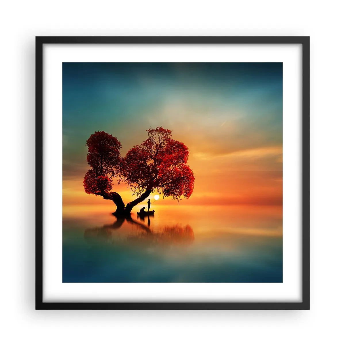 Plakat i sort ramme - Fjern og tavs verdensløshed - 50x50 cm