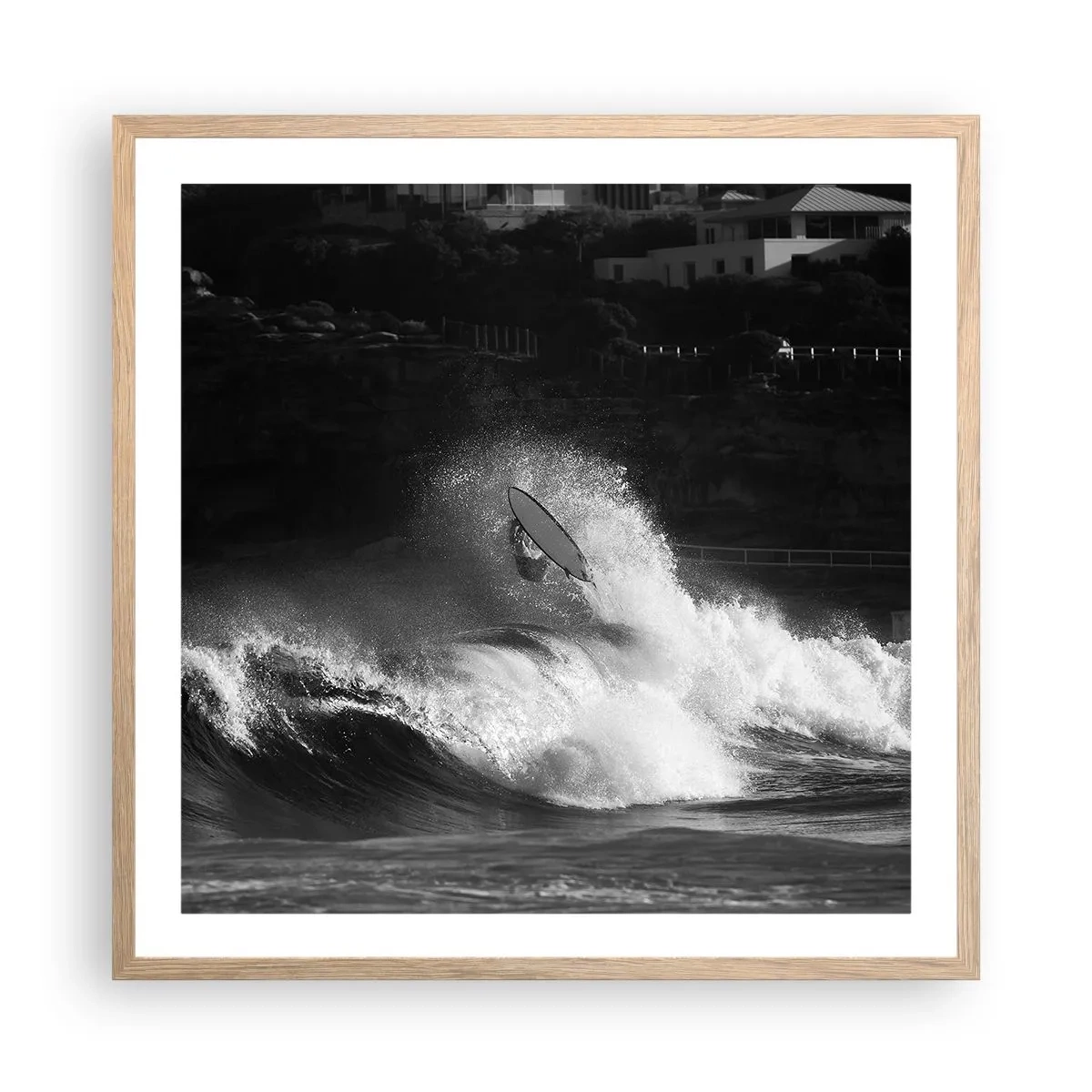 Plakat i ramme af lyst egetræ - Udfordring accepteret! - 60x60 cm