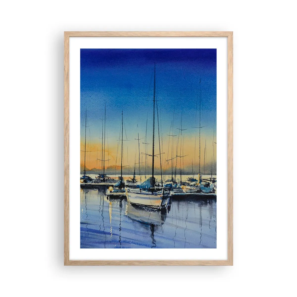 Plakat i ramme af lyst egetræ - Slutningen på en god dag - 50x70 cm