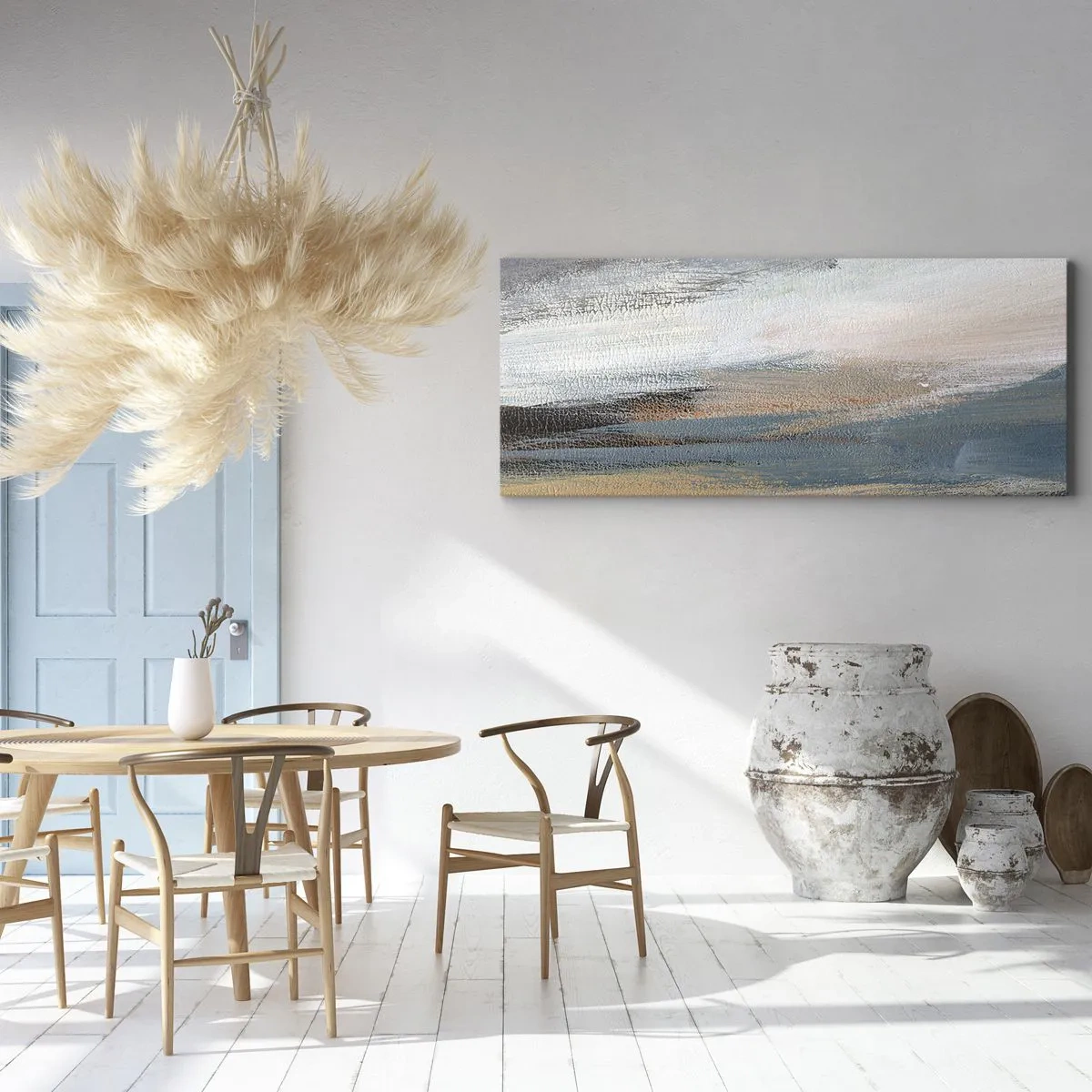 Lærredstryk - Billede på lærred - Abstraktion: nordligt landskab - 100x40 cm