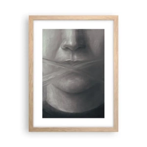 Plakat i ramme af lyst egetræ - Ikke et ord - 30x40 cm