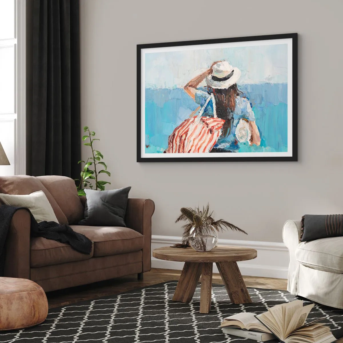 Plakat i sort ramme - Velkommen på ferie - 70x50 cm