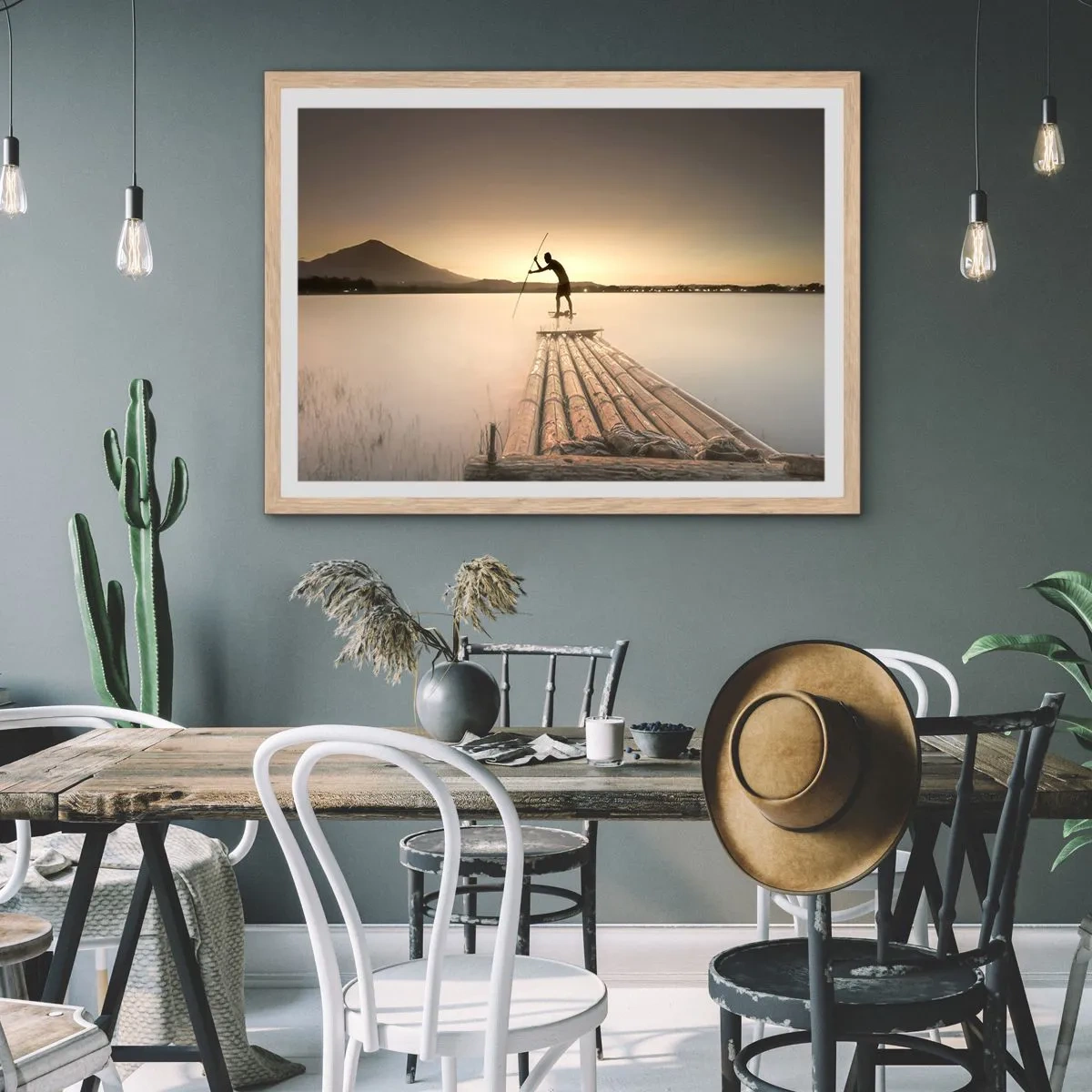 Plakat i ramme af lyst egetræ - Før du hviler - 70x50 cm