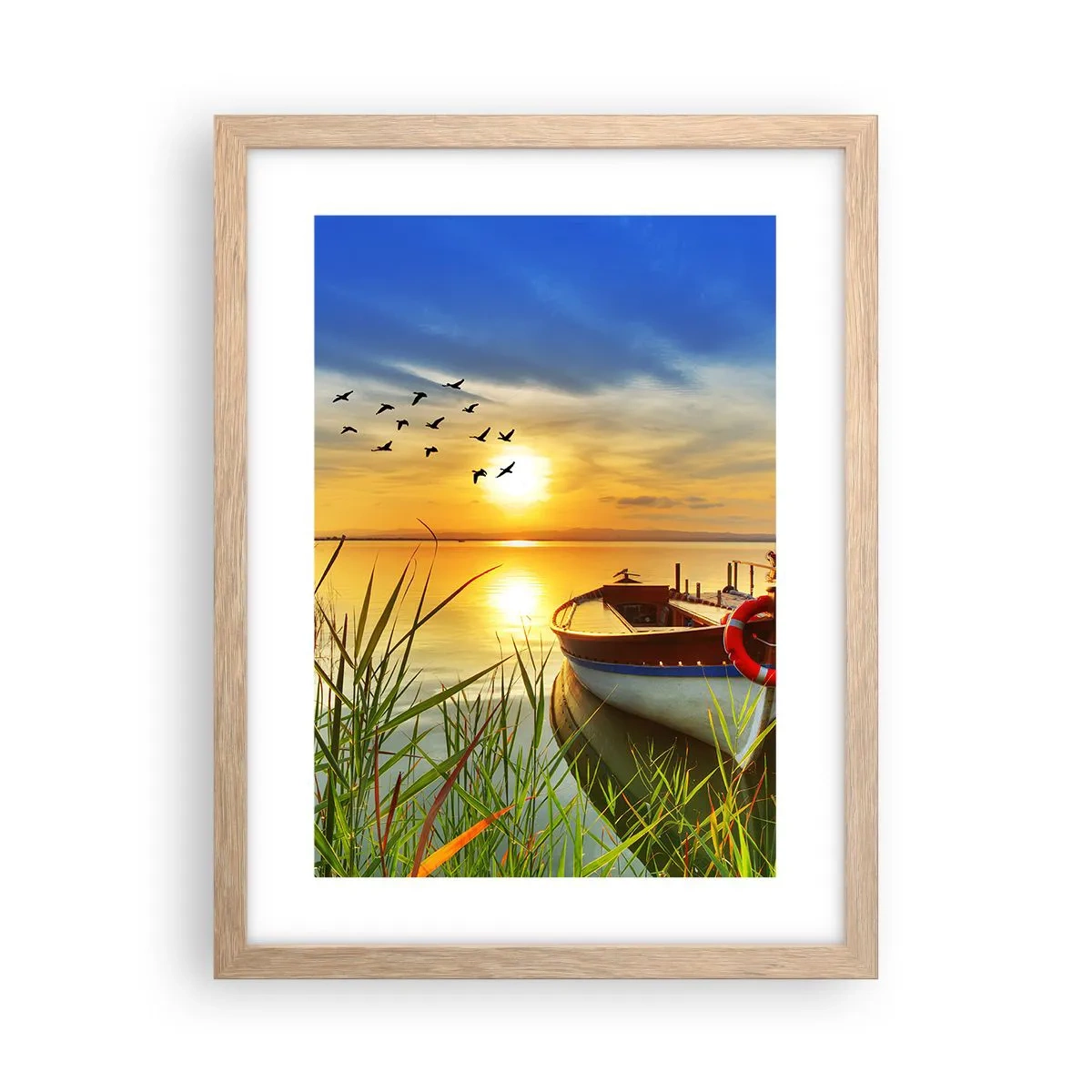 Plakat i ramme af lyst egetræ - Skarverne er allerede på vej væk - 30x40 cm