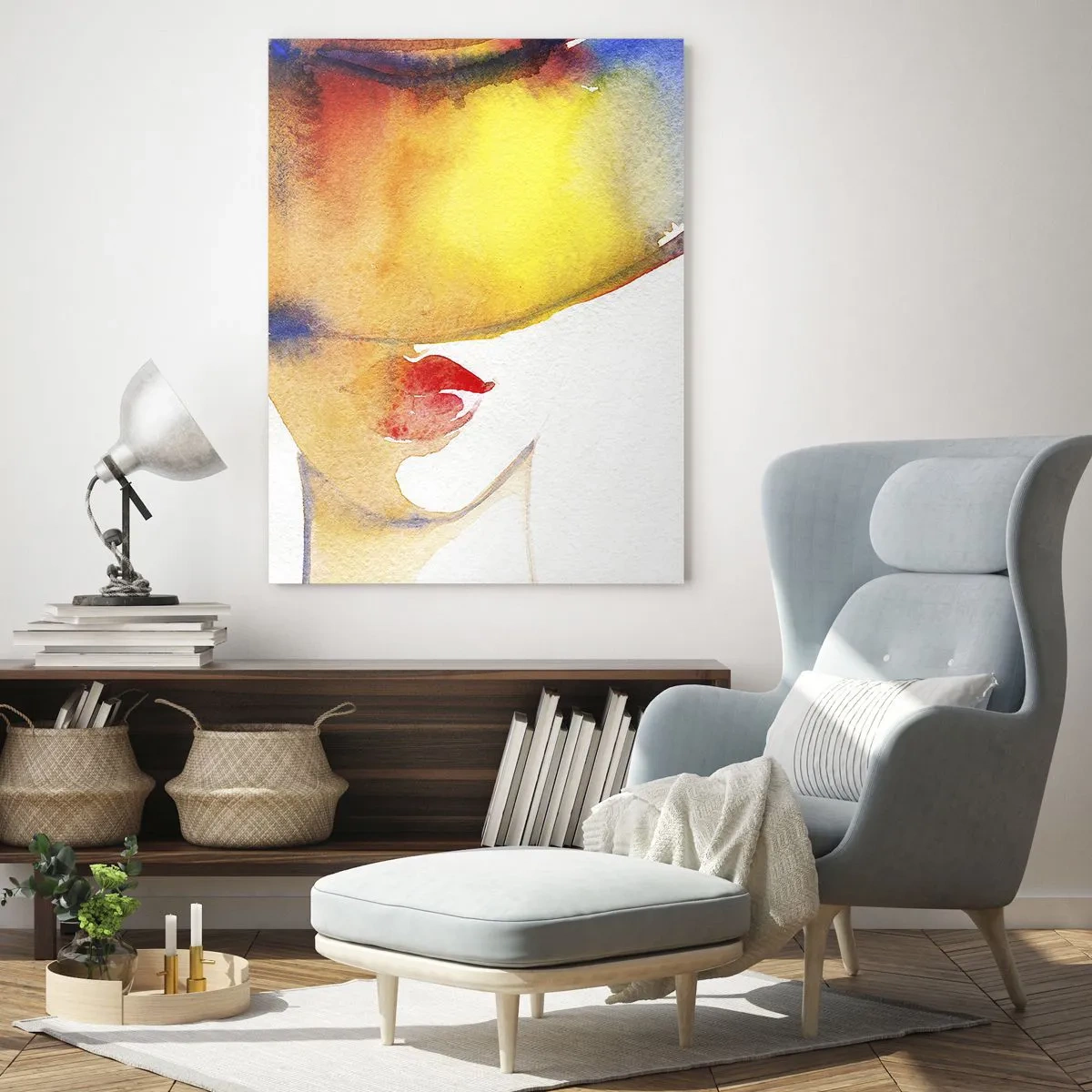 Billede på glas - Portræt af en dame    - 50x70 cm