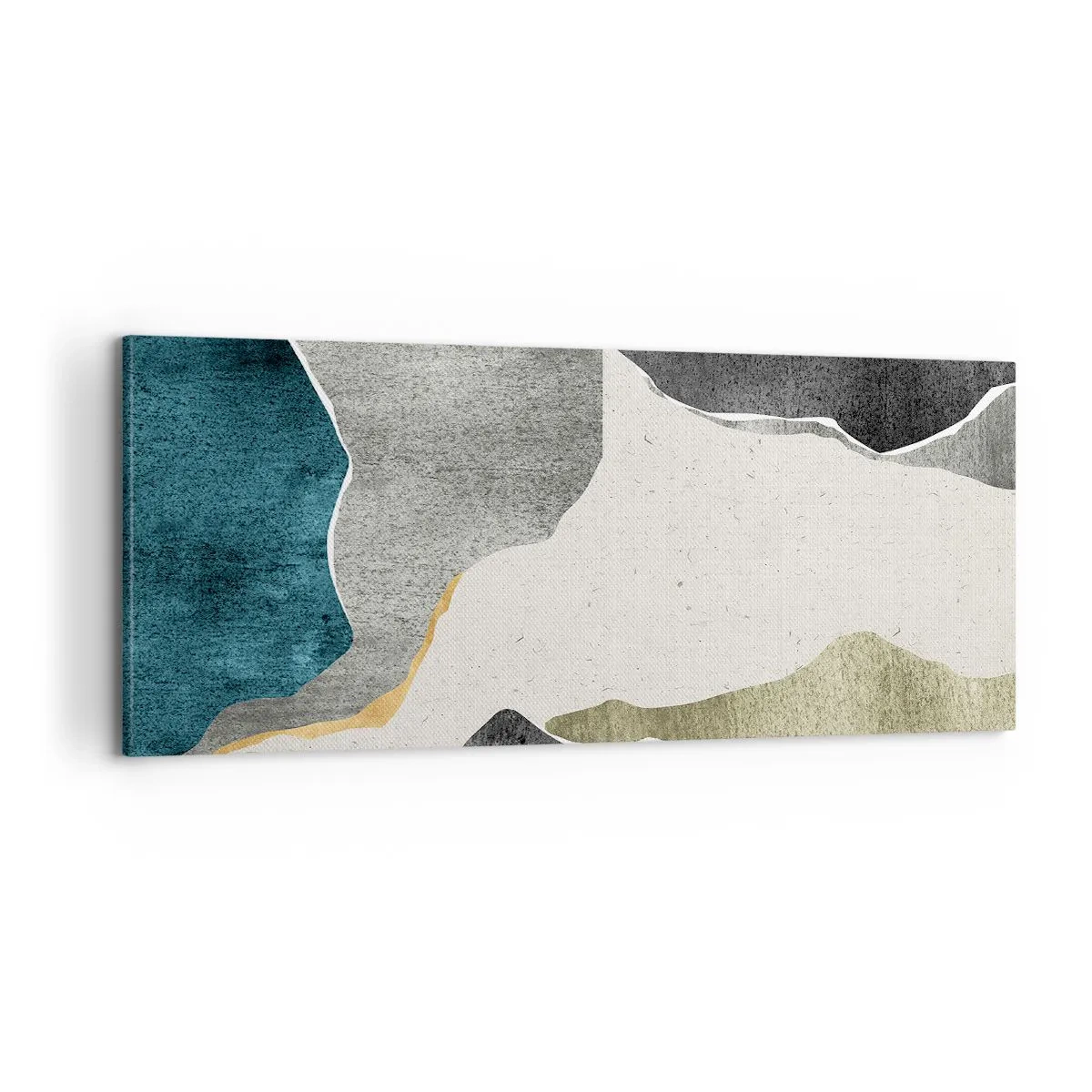 Lærredstryk - Billede på lærred - Mosaikkomposition med en streng af guld - 100x40 cm