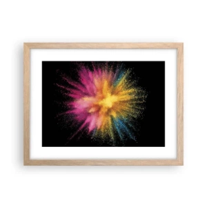Plakat i ramme af lyst egetræ - Farvernes fødsel  - 40x30 cm