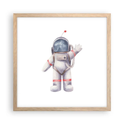 Plakat i ramme af lyst egetræ - Det er alt for nu! - 40x40 cm