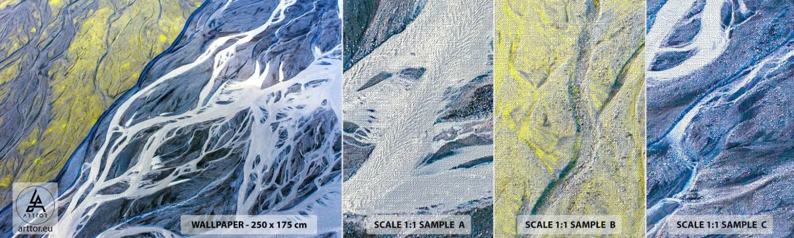 Prøve Fototapet Premium Canvas - Naturens hulemalerier - Abstraktion, Stykke, Gletscher - 100x30 cm