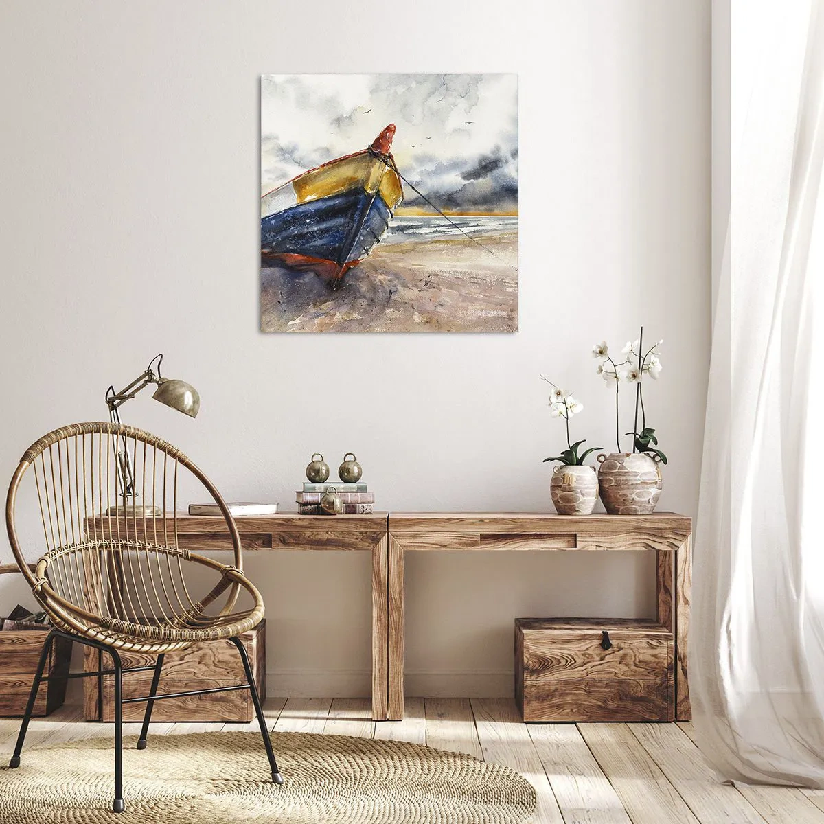 Lærredstryk - Billede på lærred - Hvile på stranden - 70x70 cm