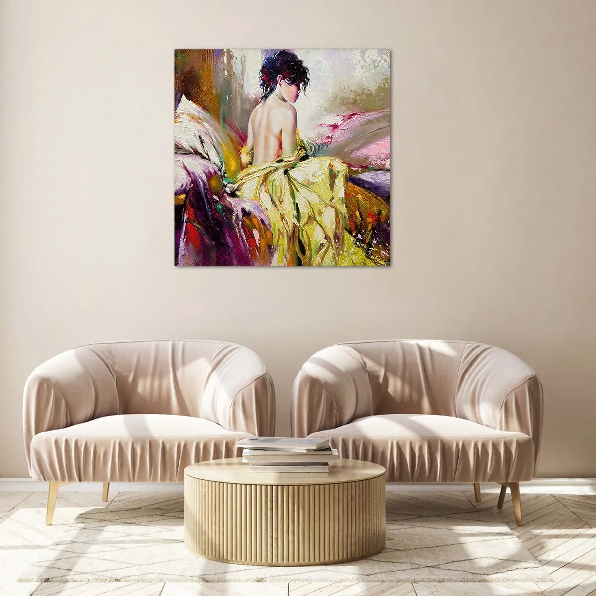 Billede på glas - Mellem munden og kanten af ​​bægeret - 40x40 cm