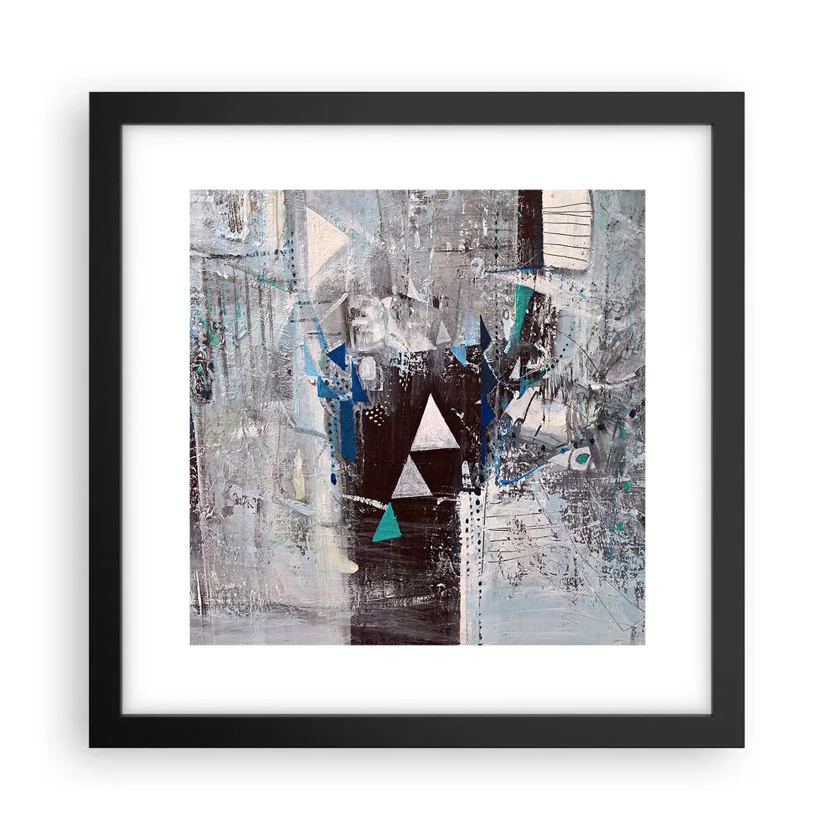 Plakat i sort ramme - Overordnet rækkefølge af trekanter - 30x30 cm