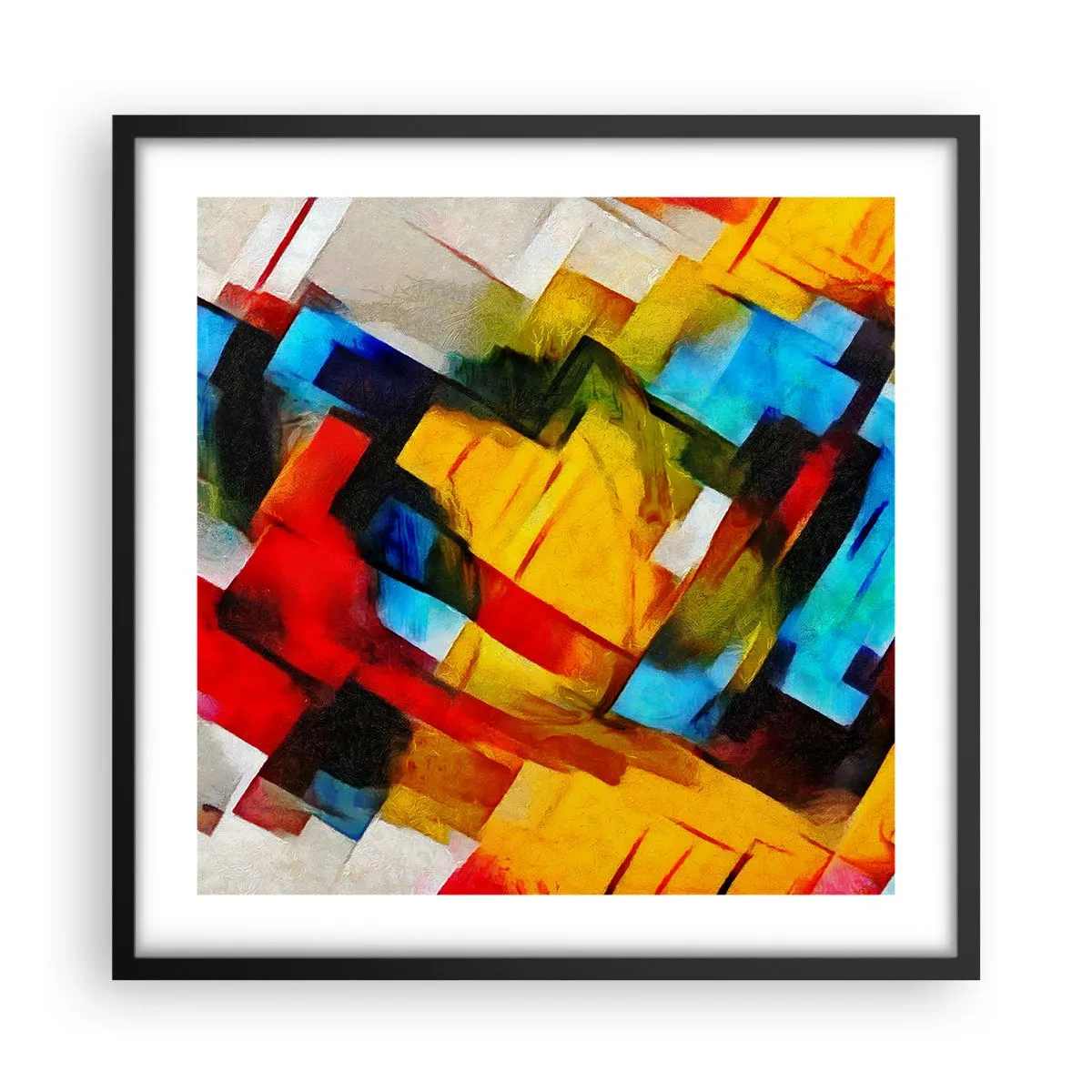Plakat i sort ramme - Flerfarvet lagdeling - 50x50 cm