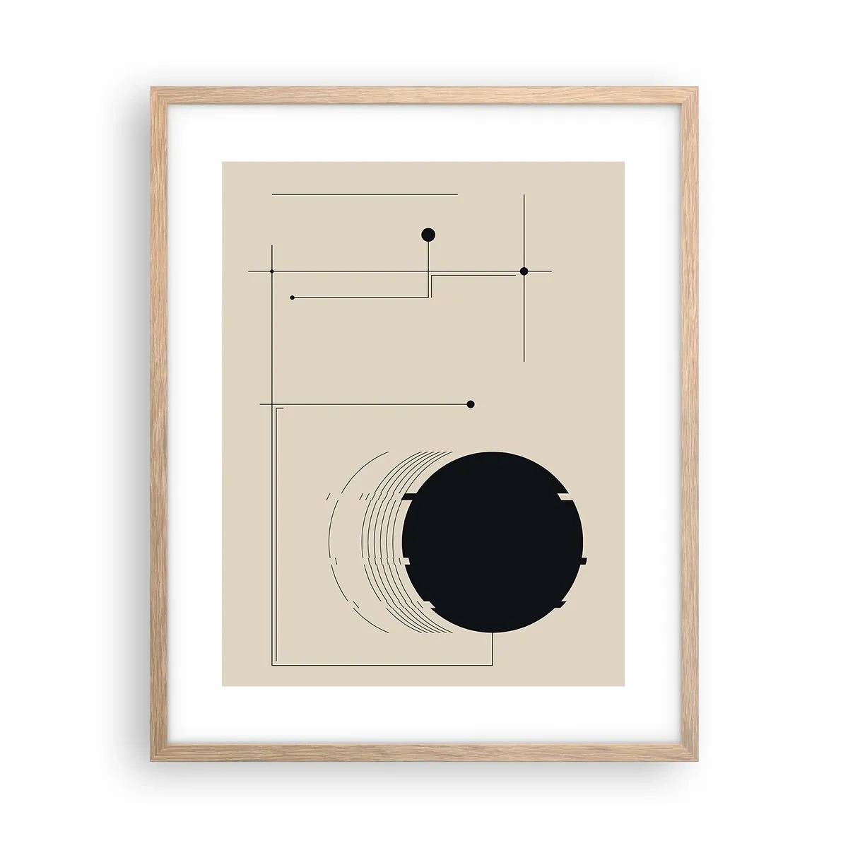 Plakat i ramme af lyst egetræ - Fjedrende og dynamisk komposition - 40x50 cm