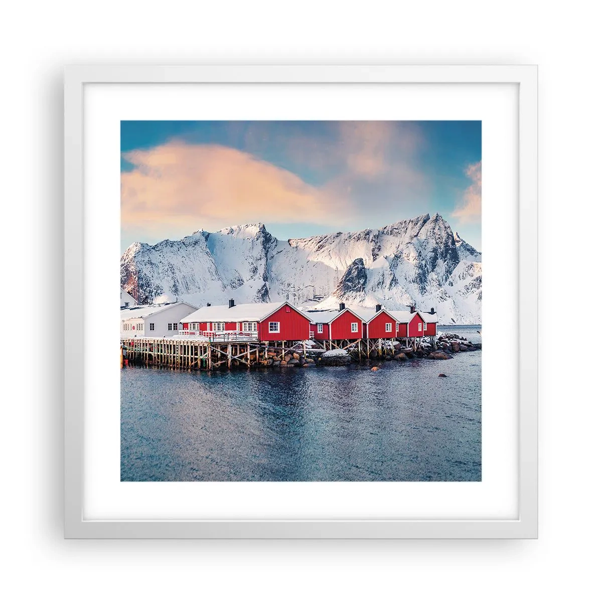 Plakat i hvid ramme - Nordlig tilbagetrækning - 40x40 cm