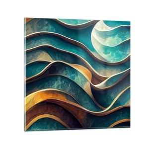 Billede på glas - Slyngninger af blåt - 70x70 cm