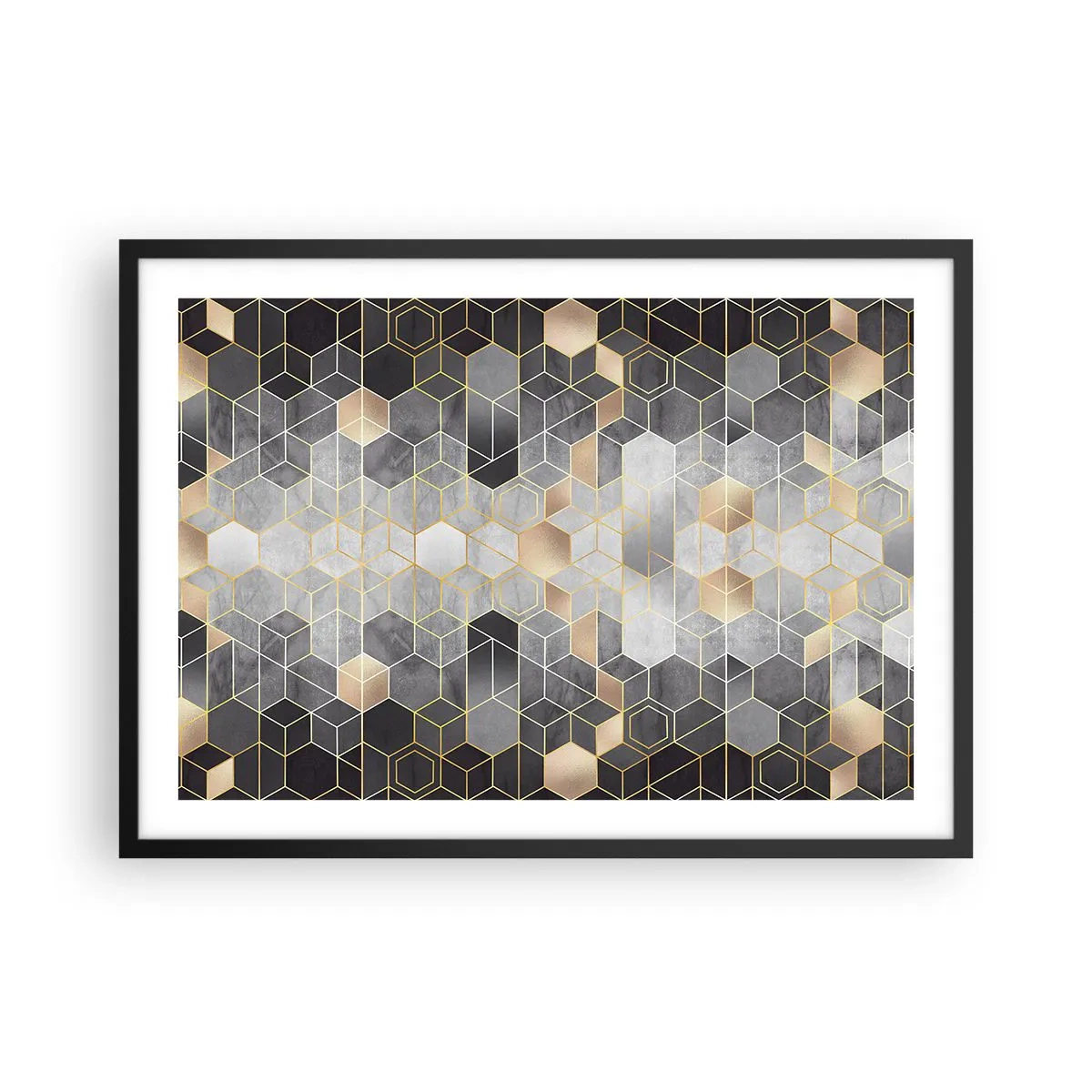 Plakat i sort ramme - Sammensætning af diamanter - 70x50 cm