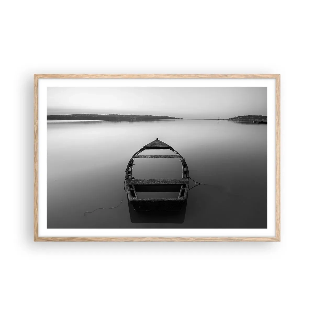 Plakat i ramme af lyst egetræ - Længsel og melankoli - 91x61 cm