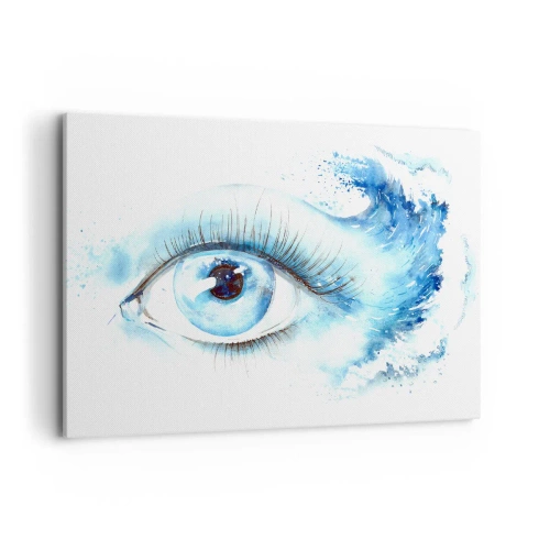 Lærredstryk - Billede på lærred - Fordyb dig i det blå i dit blik - 100x70 cm