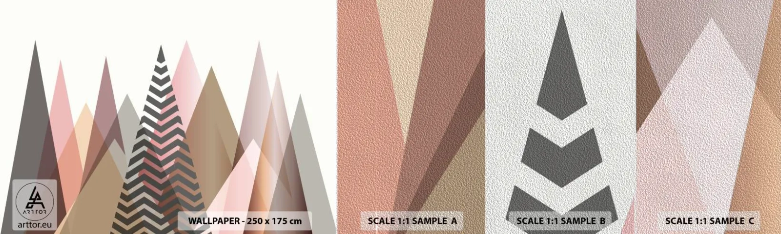 Prøve Fototapet Premium Sand - Pyramide udsigt - Abstraktion, Stykke, Trekanter - 100x30 cm