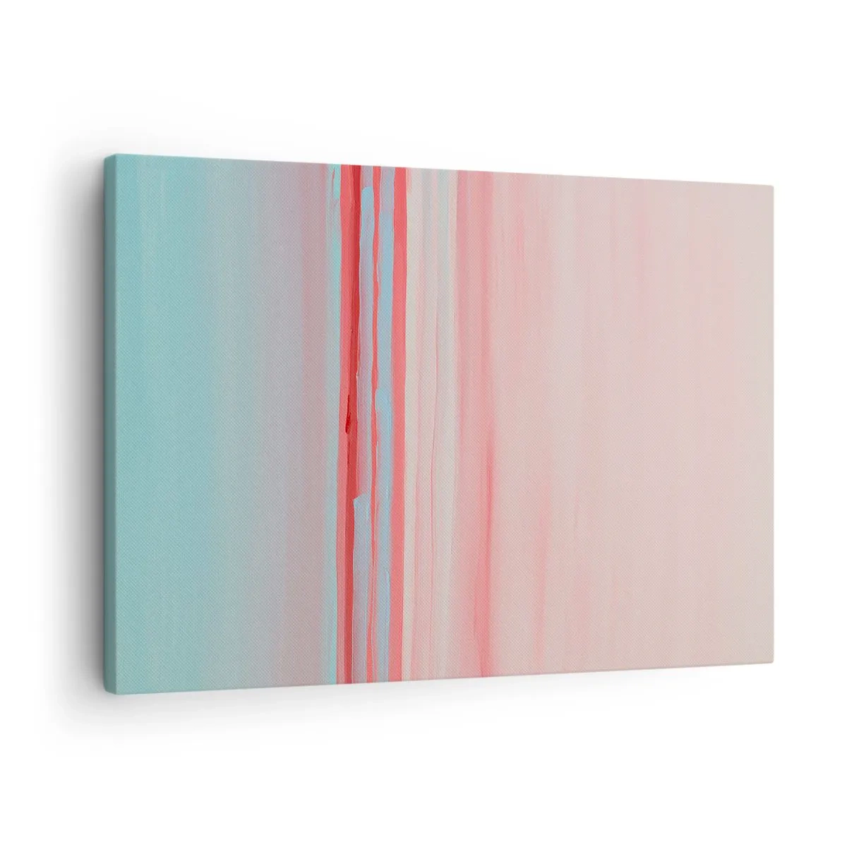 Lærredstryk - Billede på lærred - Pastellinjer i nuancer af lyserød og blå i en minimalistisk komposition - 70x50cm - Abstraktion ved daggry - Moderne vægdekoration til stue og soveværelse ARTTOR
