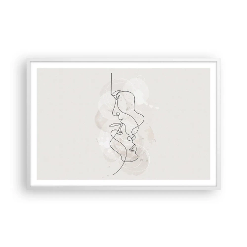 Plakat i hvid ramme - Omfavnet i en omfavnelse - 91x61 cm