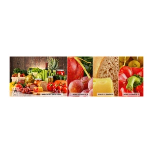 Prøve Fototapet Premium Canvas - Røget, ristet, marineret - Gastronomi, Grøntsager, Frugt - 100x30 cm